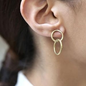 Gold double link earring